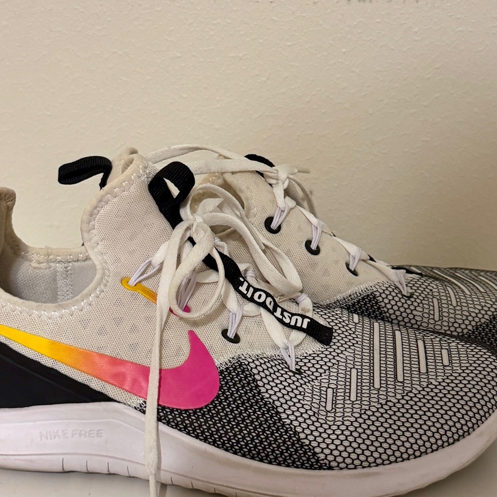Nike Free White and Pink Athletic Shoes